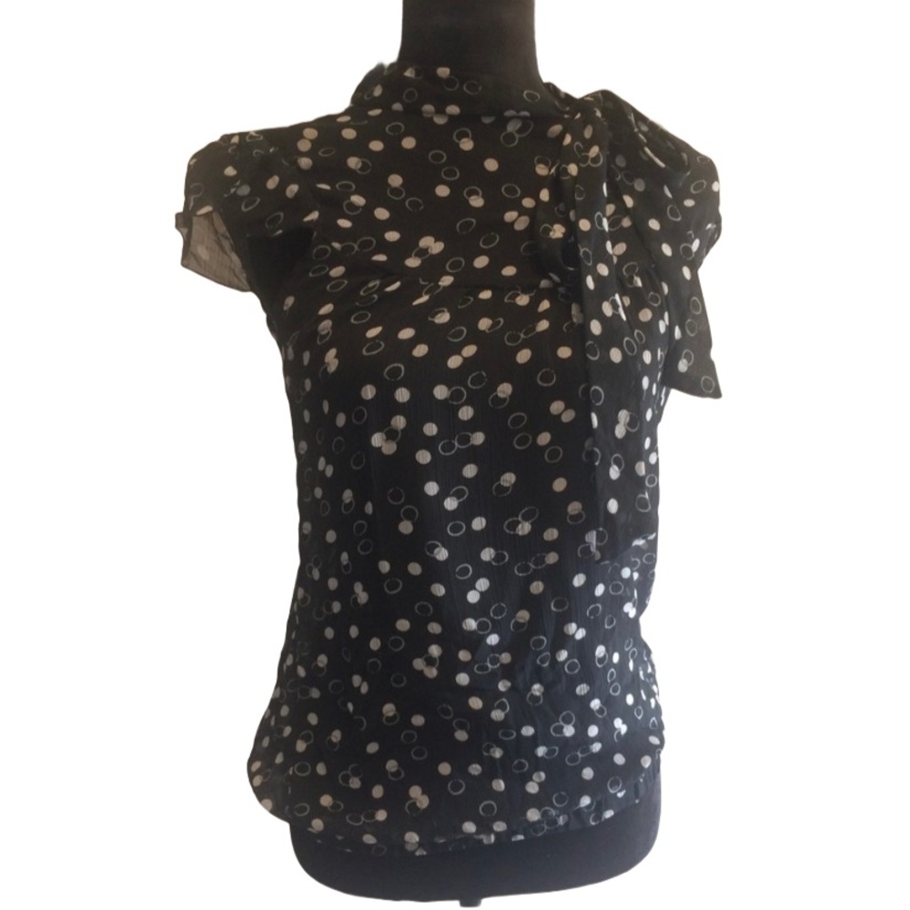 Black and White Blouse with Bow
